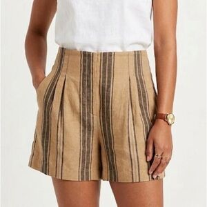 NWT Linen BANANA REPUBLIC 4” Walking Short 14 Tan Mia High Rise Tailored Office
